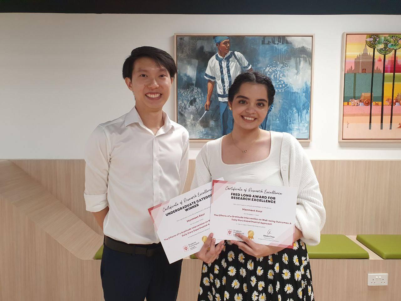 SMU School of Social Sciences Psychology Students take top spot in the Singapore Psychological Society Student Research Awards for three years in a row